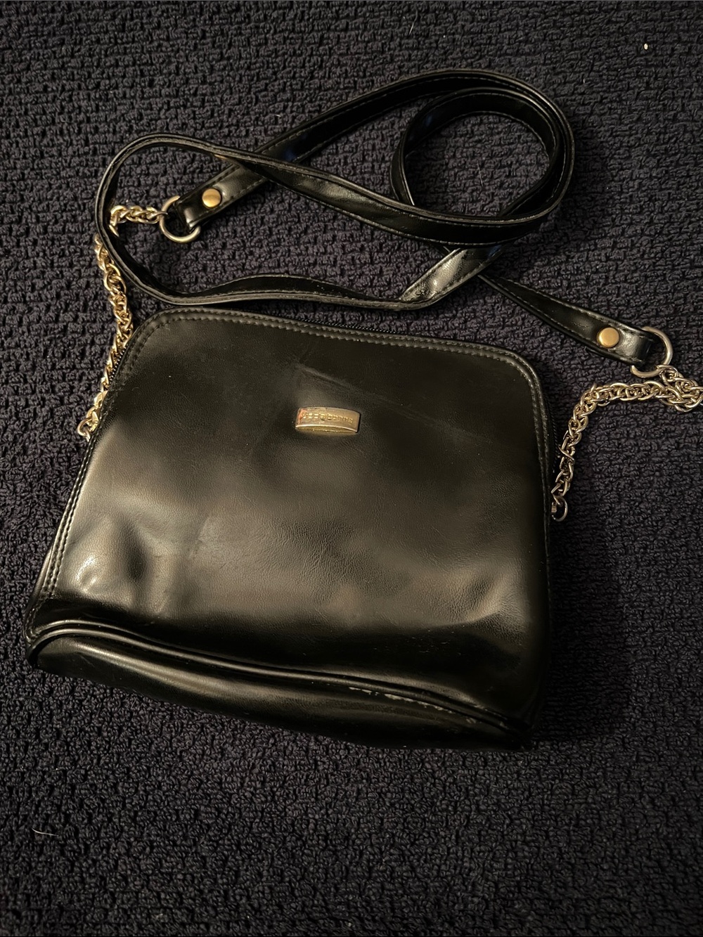 Liz Claiborne Black Crossbody Bag with Gold Chain Accent